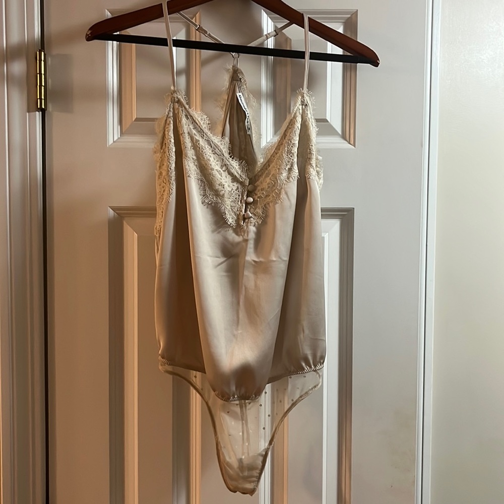 Abercrombie Lace Trim Satin Camisole Bodysuit